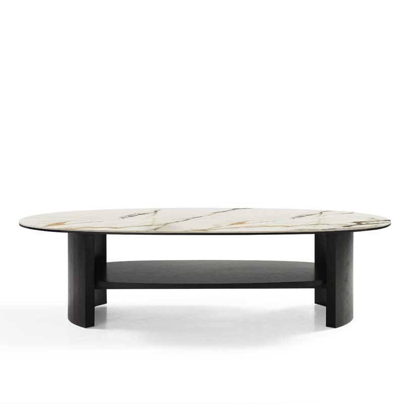 table basse ovale avec tablette de rangement Nice